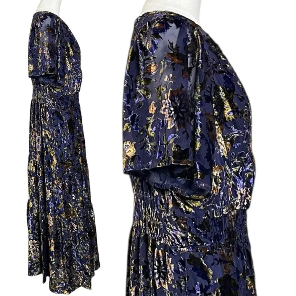 Anthropologie The Somerset Maxi Dress Velvet Devore Bohemian Witchy Medium MP